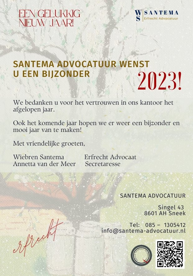 Santema Advocatuur wenst u vanuit Sneek, Friesland een bijzonder 2023!